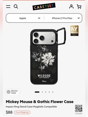 Casetify NIB Disney WILD SIDE Yohji Yamamoto goth mickey iPhone 17 pro max Case